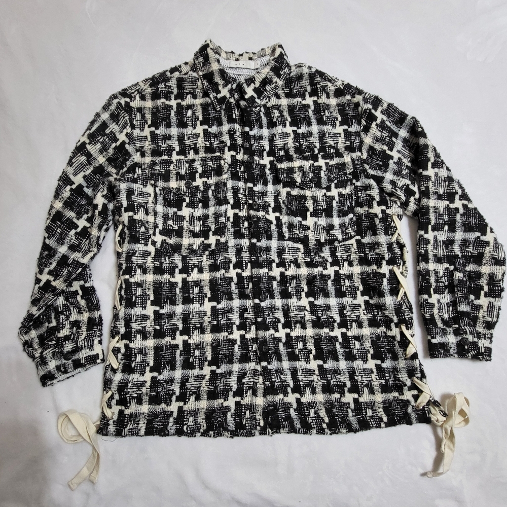 MNML Black and White Graphic Jacket Women NWT Size S Runs Big QVC